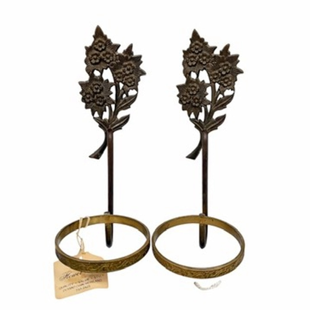 Vintage Set of Brass Sconces Art Nouveau Floral Candle Vase Votive Holders 9.75"